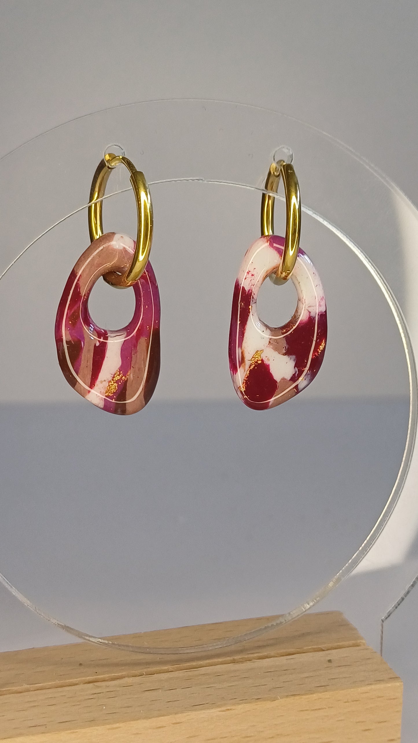 Merlot Marble Oval Link Creolen