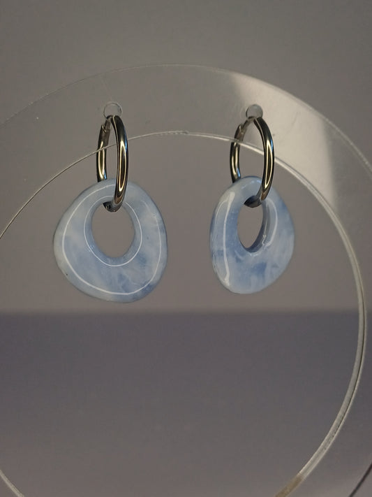 Blue Marble Pebble Hoops