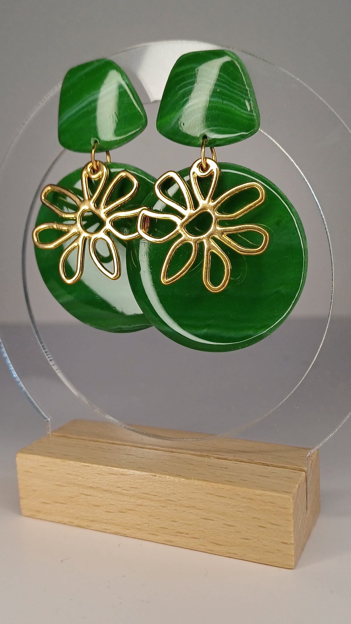 Emerald Flower Statement Stecker