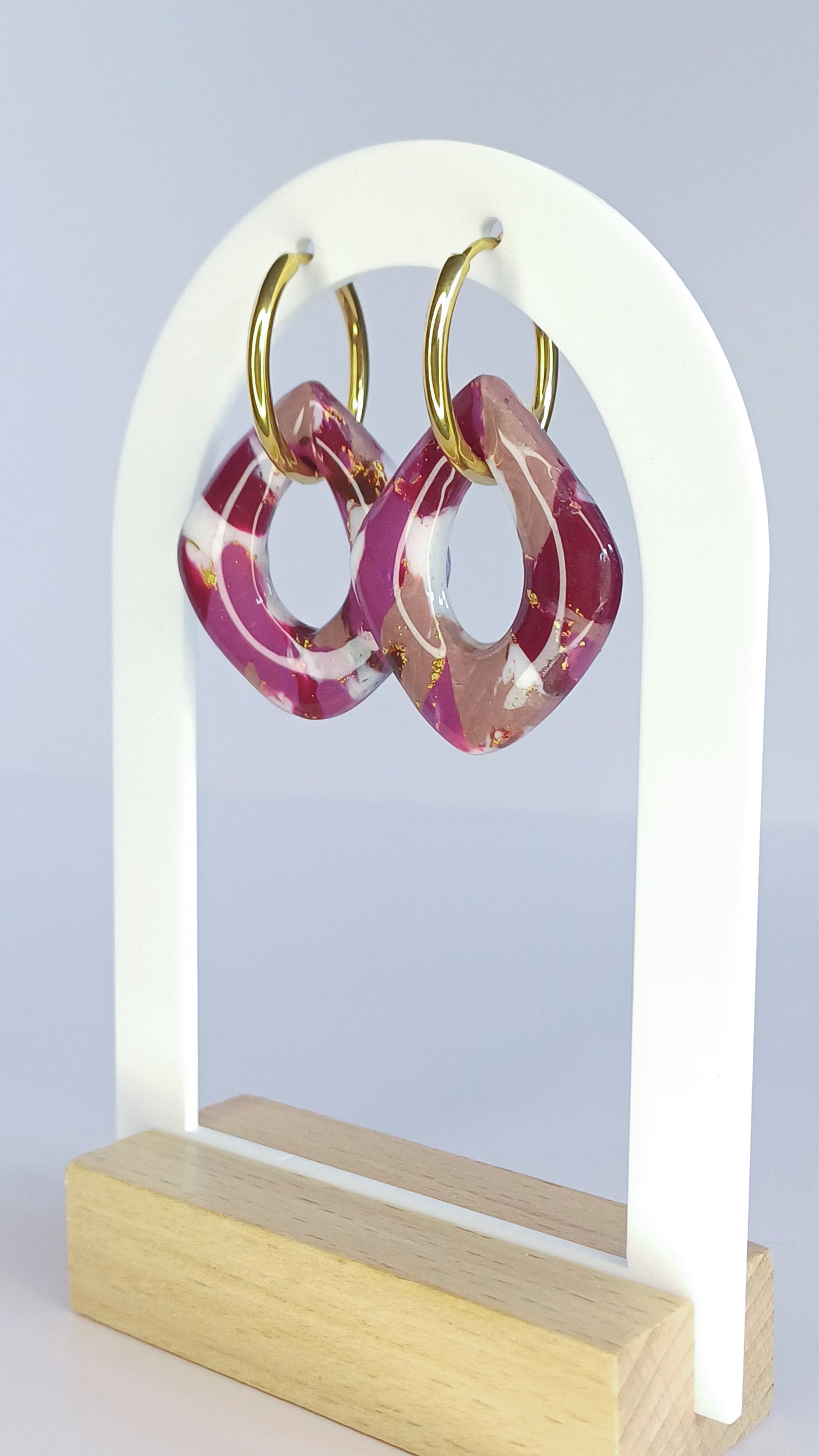 Merlot Marble Twist Links Creolen