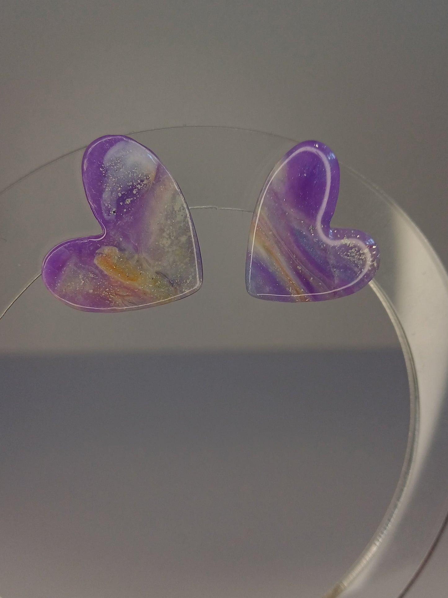 Lilac Marble Hearts Stecker, medium