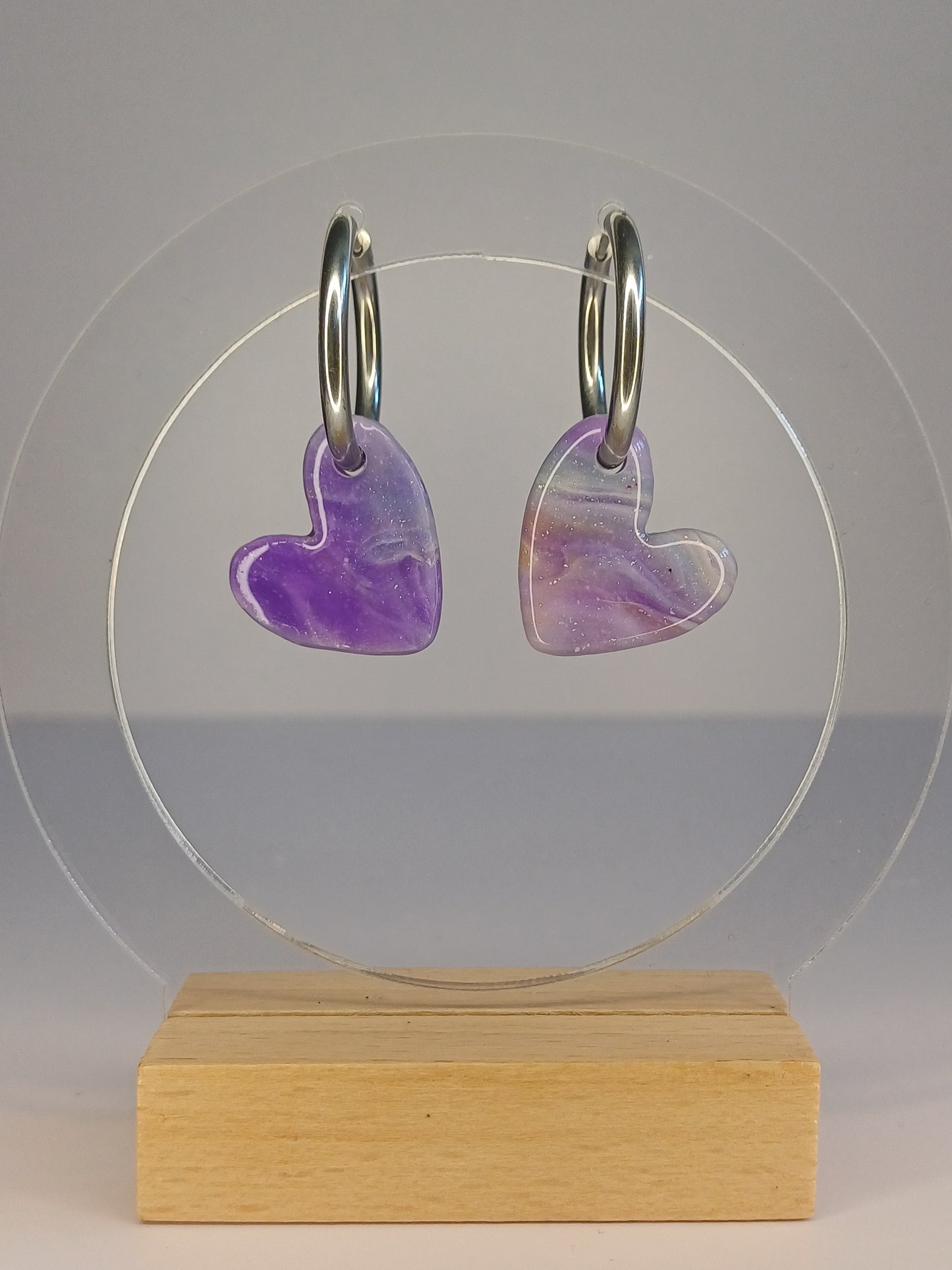 Lilac Marble Hearts Creolen, big