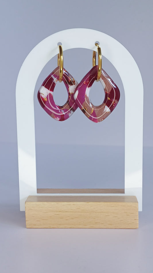 Merlot Marble Twist Links Creolen