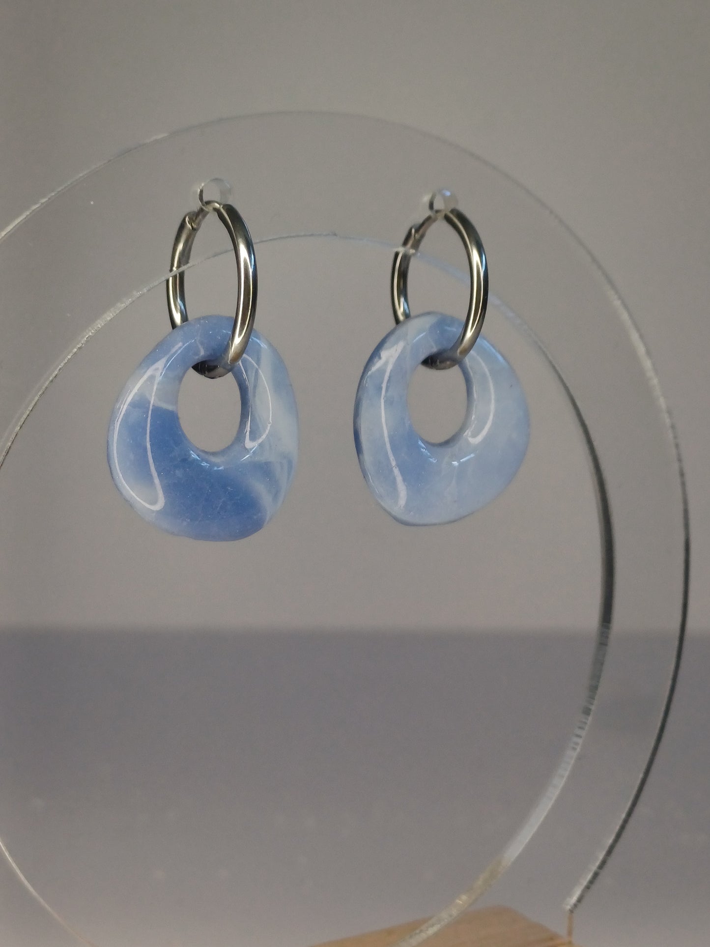 Blue Marble Pebble Hoops
