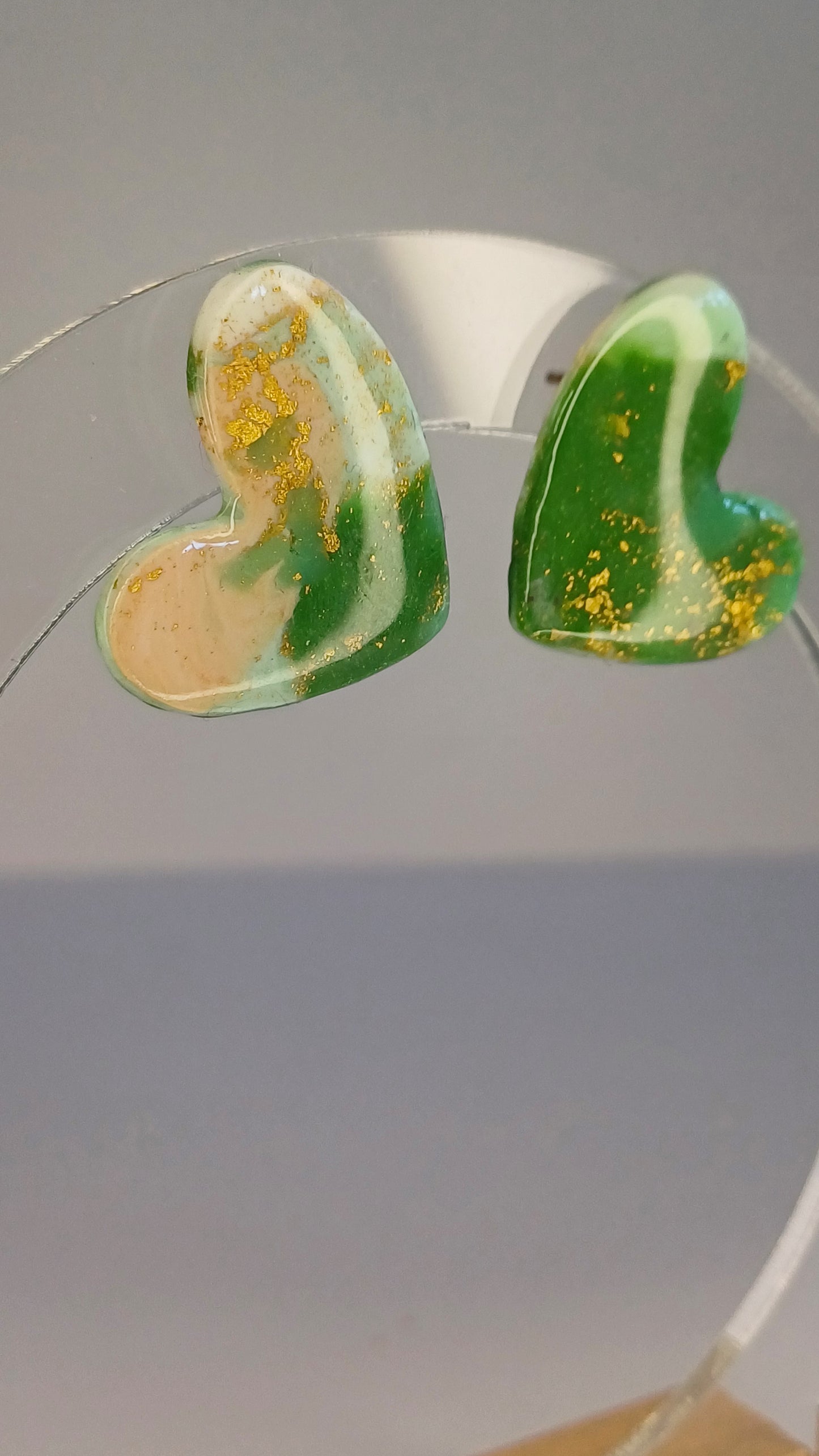 Green Marble Hearts Stecker, big