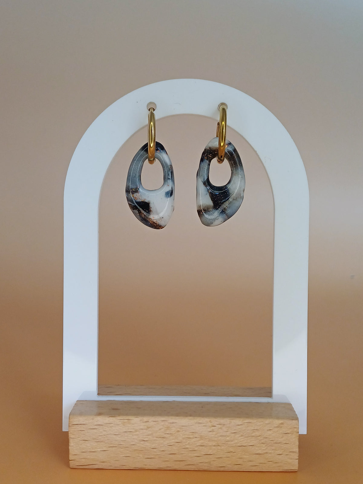 Black Macchiato Oval Link Creolen