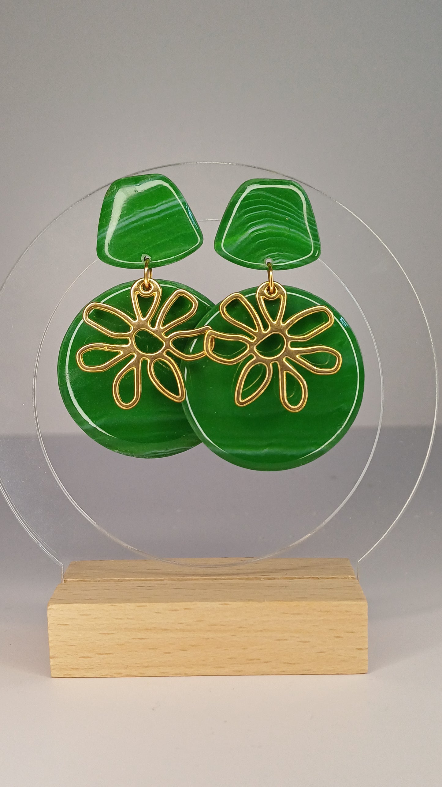 Emerald Flower Statement Stecker