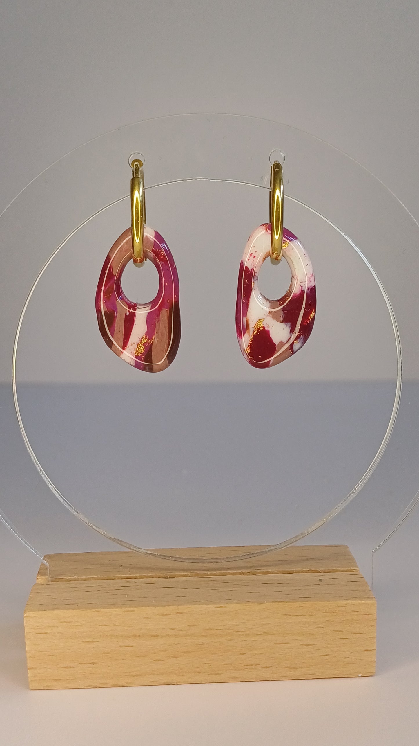 Merlot Marble Oval Link Creolen