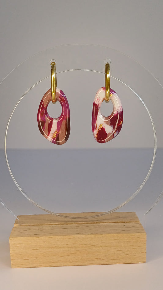Merlot Marble Oval Link Creolen
