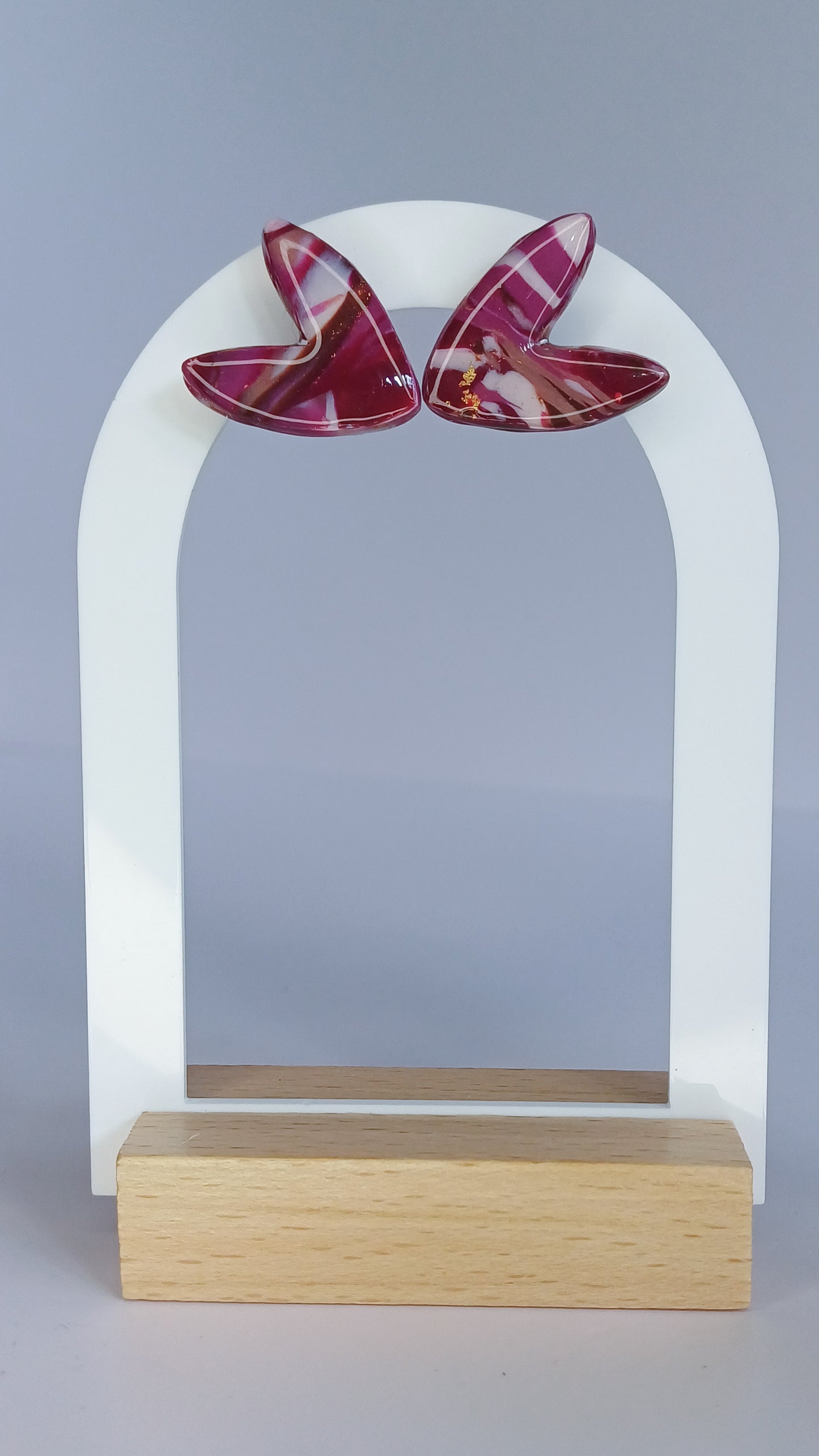 Merlot Marble Heart Stecker, medium