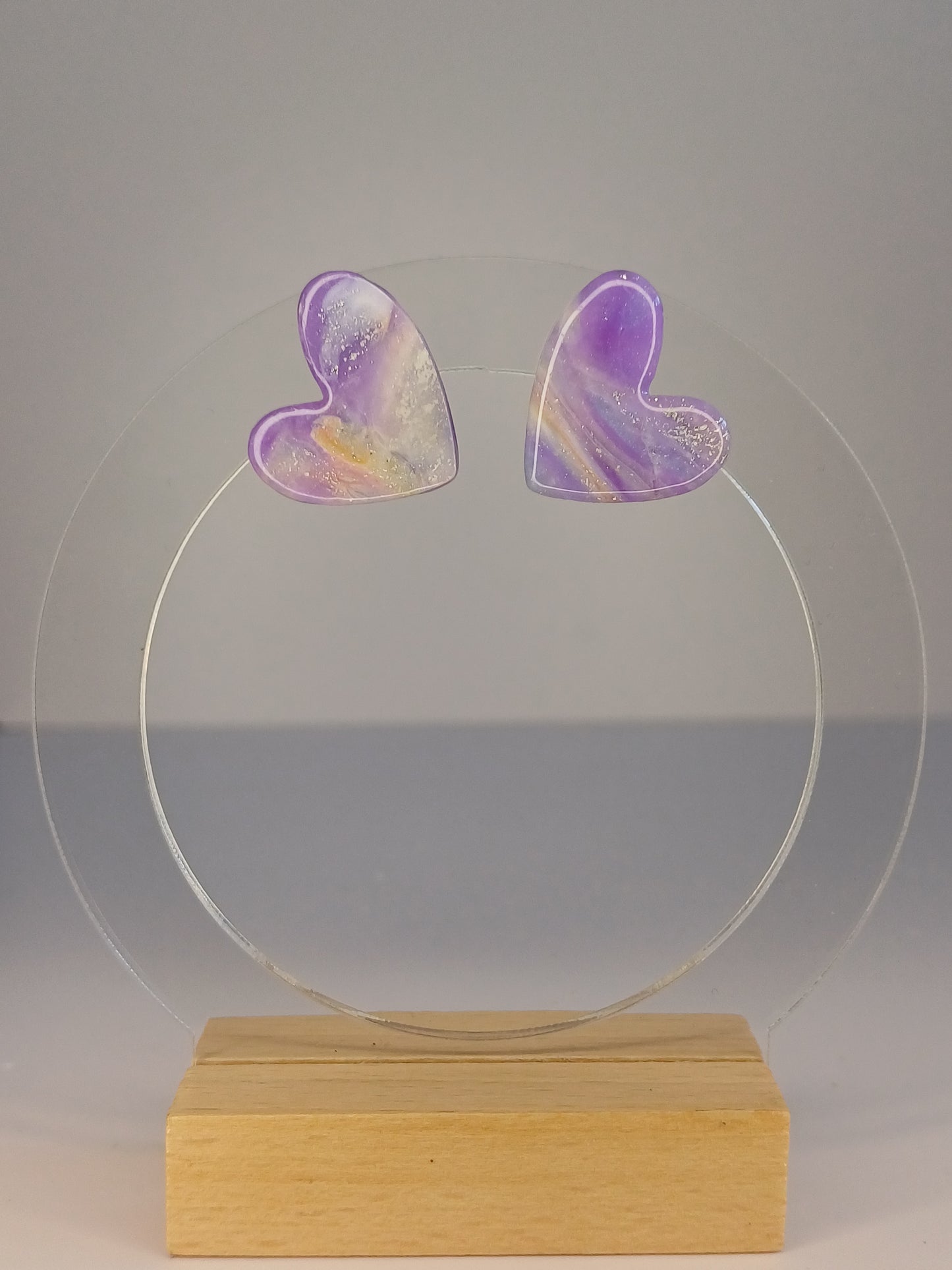 Lilac Marble Hearts Stecker, medium