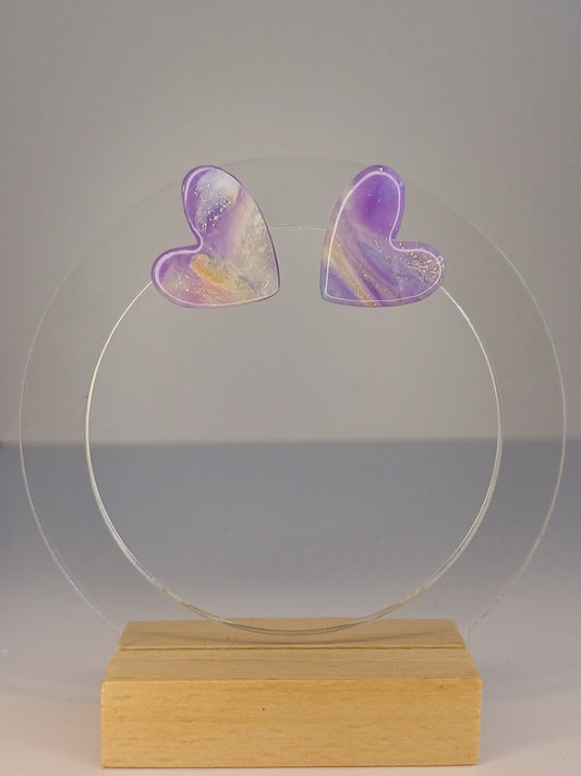 Lilac Marble Hearts Stecker, medium