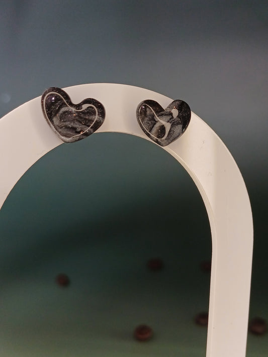 Black Macchiato Hearts Stecker, xsmall